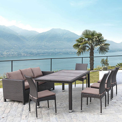 Комплект мебели из ротанга Afina Garden T347/S65A/Y380A-W53 Brown 8PCS Коричневый