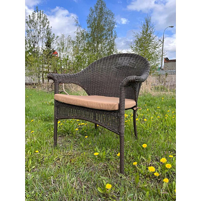 Плетеное кресло Afina Garden LV-140B-Brown с подушкой в комплекте Коричневый