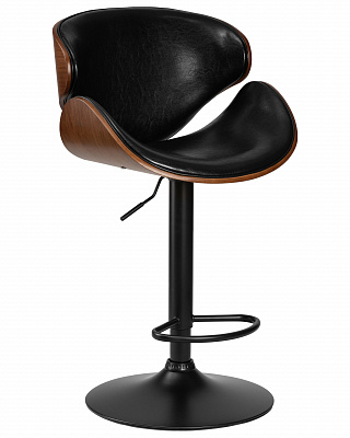 Стул барный DOBRIN KARTER BLACK коричневый орех дерево BWW, черный PU