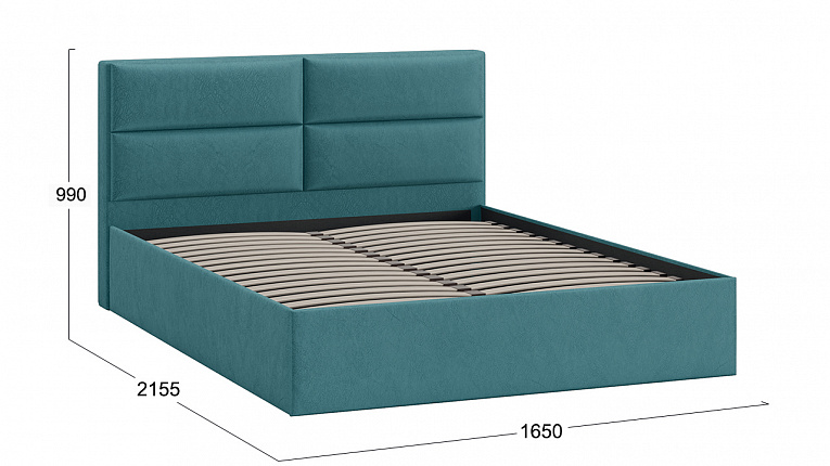 Кровать без подъемного механизма Глосс Трия Тип 1 Микровелюр Wellmart Indigo 1600x2000