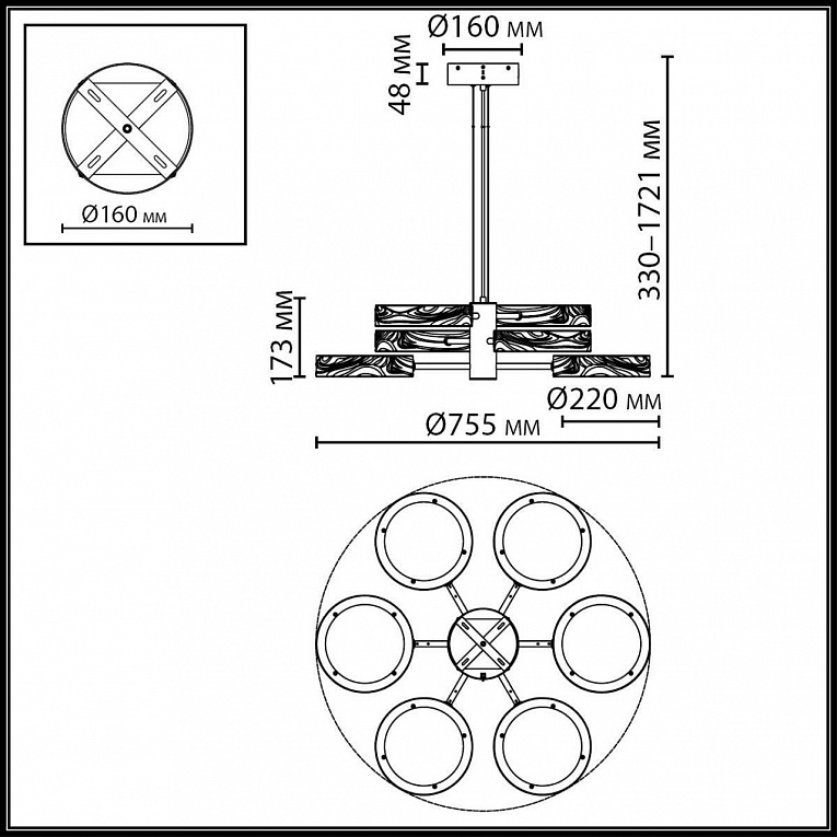 Подвесная люстра ODEON LIGHT EXCLUSIVE RIVIERA 5451/99LB